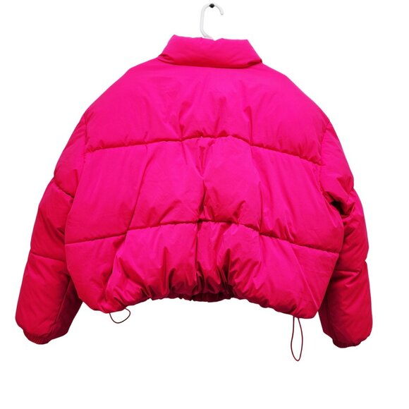 Essentials Womens Fuchsia Puffer Jacket plus Size 5X With Elastic Hem & Pockets - Picture 3 of 6